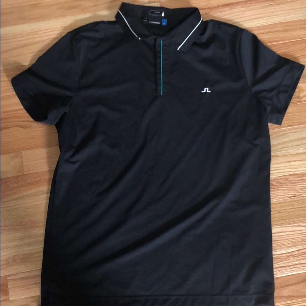 J.Lindenberg black solid men’s active polo shirt